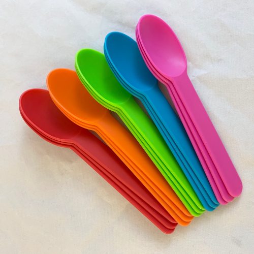 Heavy Duty Mixed Colors Ice Cream Spoons - Frozen Dessert Supplies