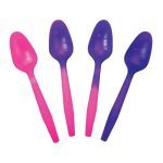 Plastic Spoon Curve Color Changing Pink to Purple