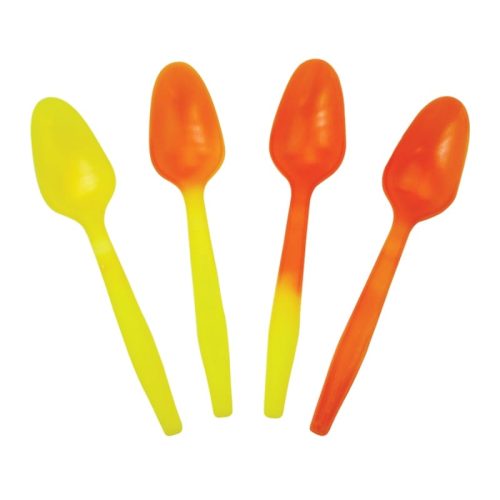 Plastic Spoon Curve Color Changing Yellow to Orange