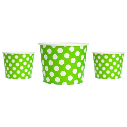 Yogurt Cups Green Polka Dot 16oz