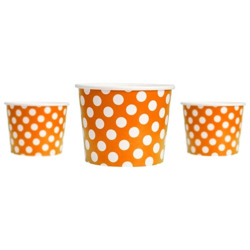 Yogurt Cups Orange Polka Dot 16oz