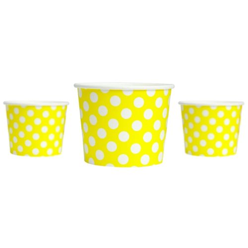 Yogurt Cup Yellow Polka Dot 8oz