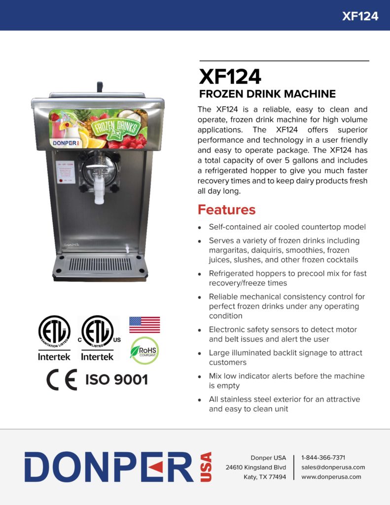 Slushy + Frozen Beverage Machine Donper XF124 Super High Capacity