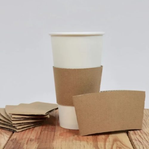 UNIQ Hot Paper Coffee Cup Kraft Sleeves – 10-12-16 oz and cup